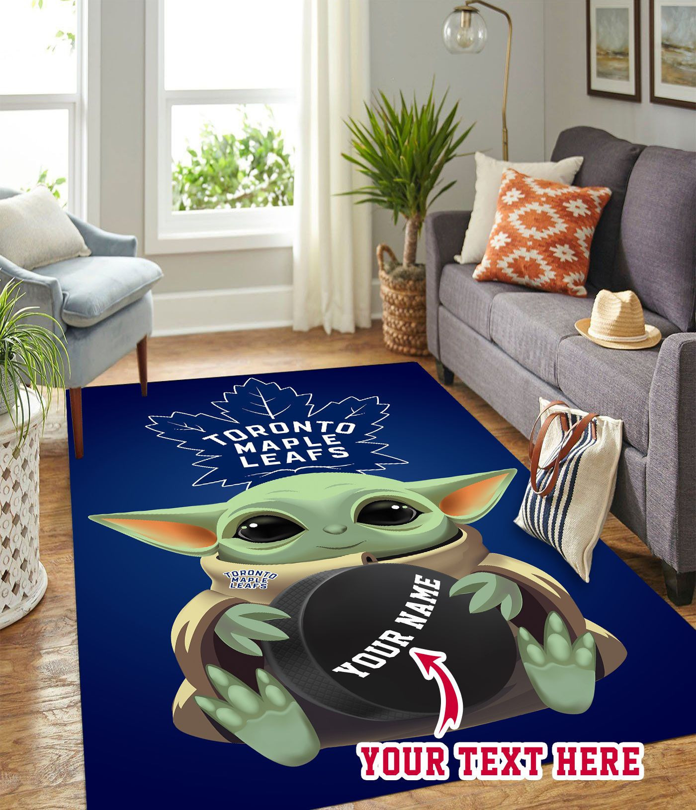 Baby Yoda Toronto Maple Leafs Personalized Custom Rectangle Area Rug – Full Print Carpet For Living Room & Bedroom Home Decor