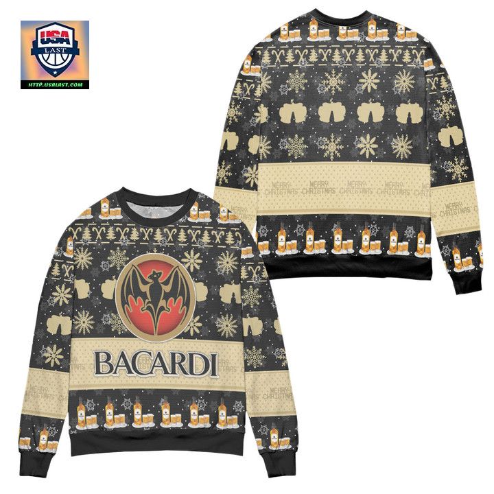 Bacardi Rum Snowflake Pattern Ugly Christmas Sweater