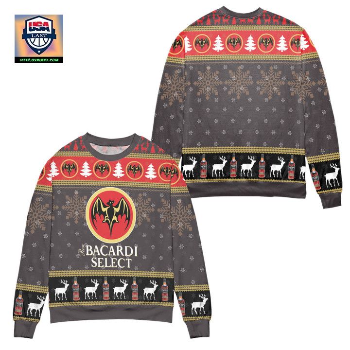 Bacardi Select Reindeer Snowflake Pattern Ugly Christmas Sweater
