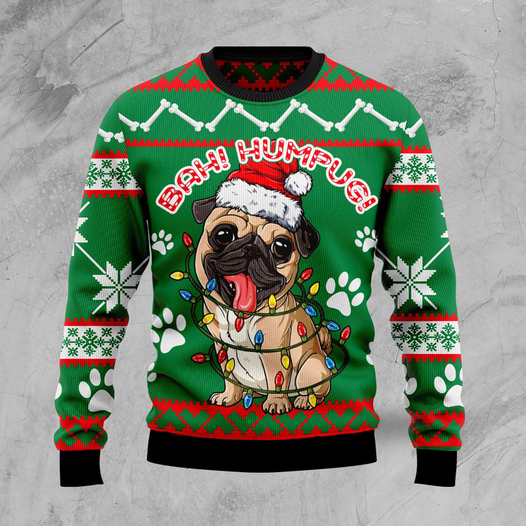 Bah Humpug String Lights Ugly Christmas Sweater