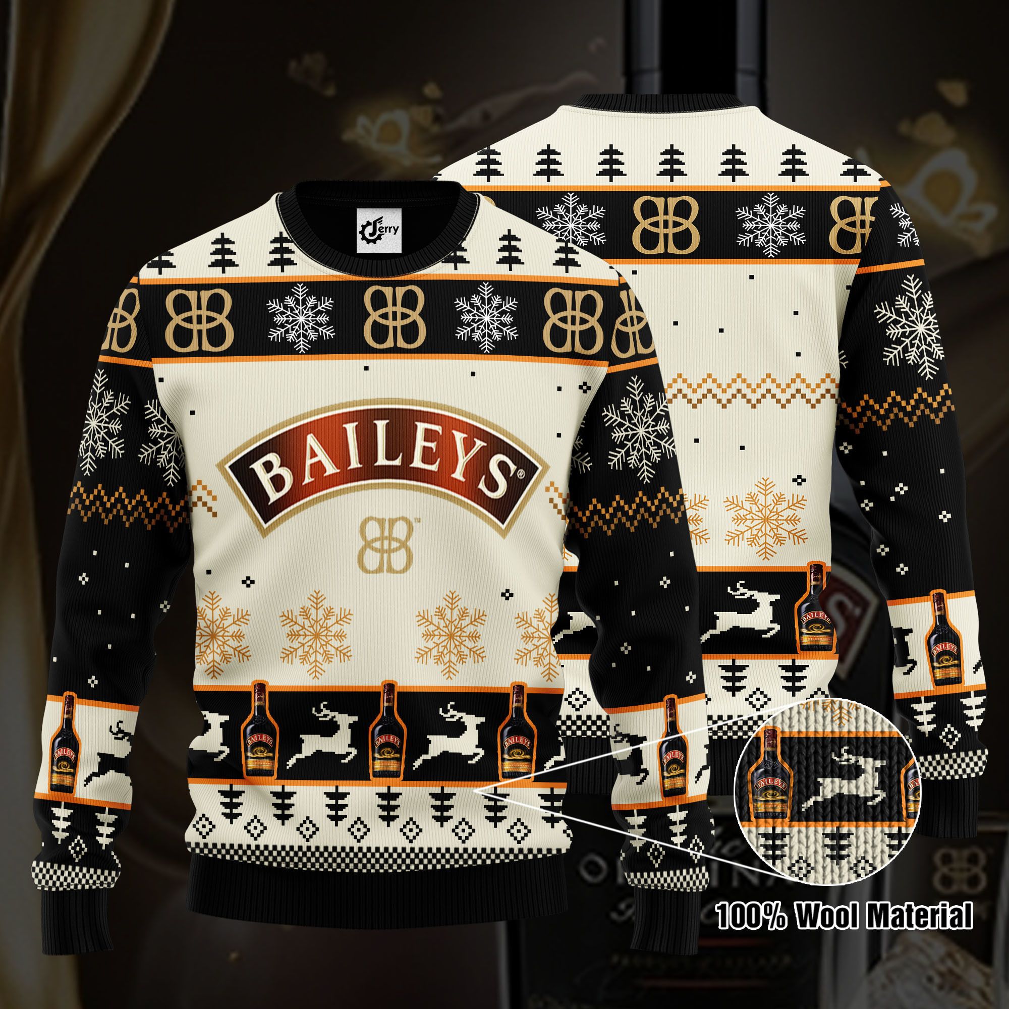 Baileys 3D Print Ugly Christmas Sweater, Hoodie, Zip Hoodie, Bomber Jacket