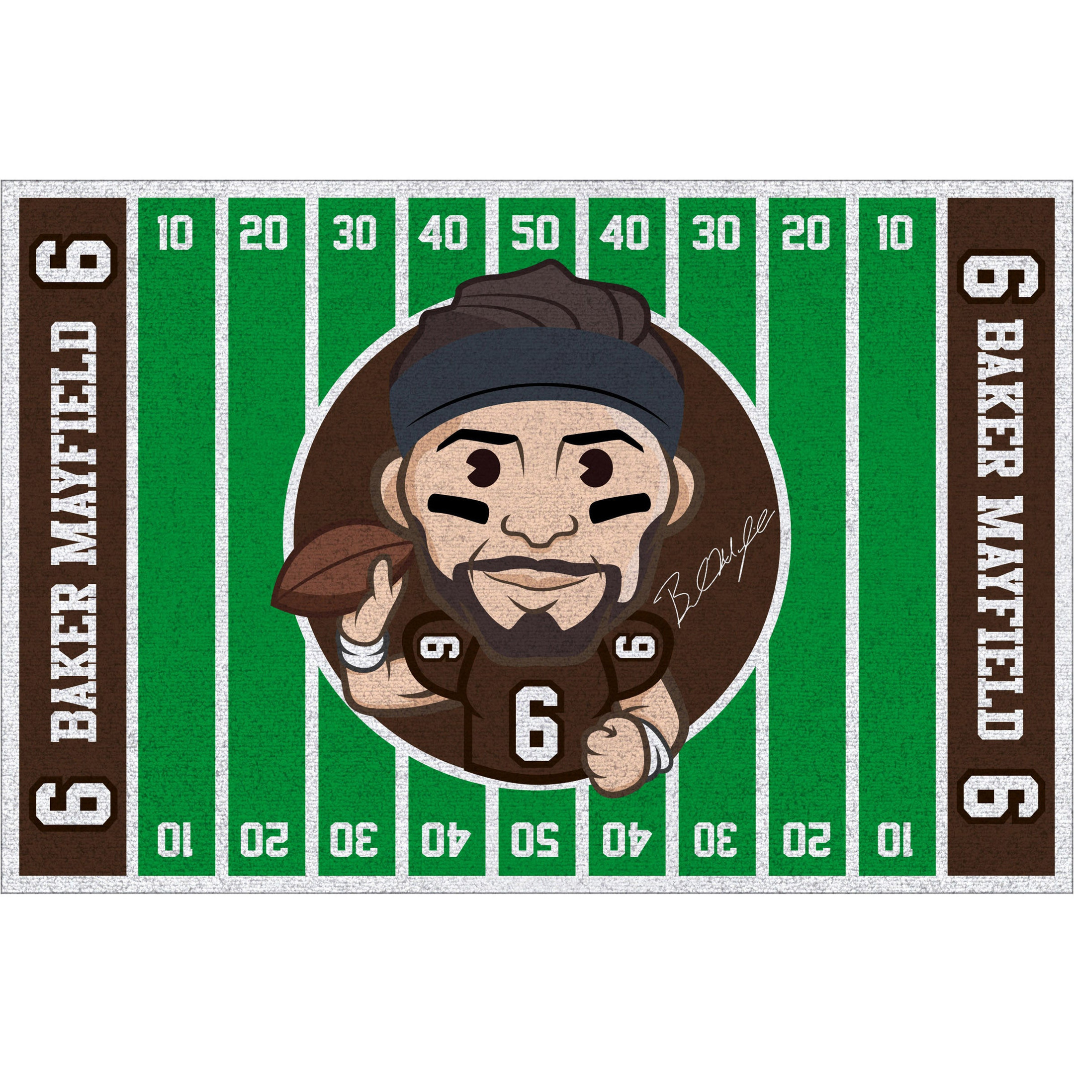 Baker Mayfield Players Homefield Rectangle Area Rug – Full Print Carpet For Living Room & Bedroom Home Decor