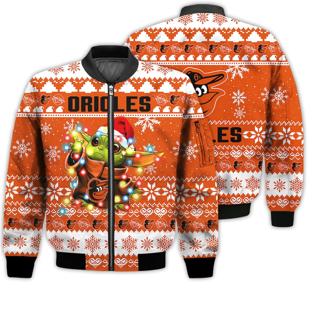 Baltimore Orioles Baby Yoda Star Wars Bomber Jacket | MLB Team Jacket for Men & Women | Baseball Fan Gift