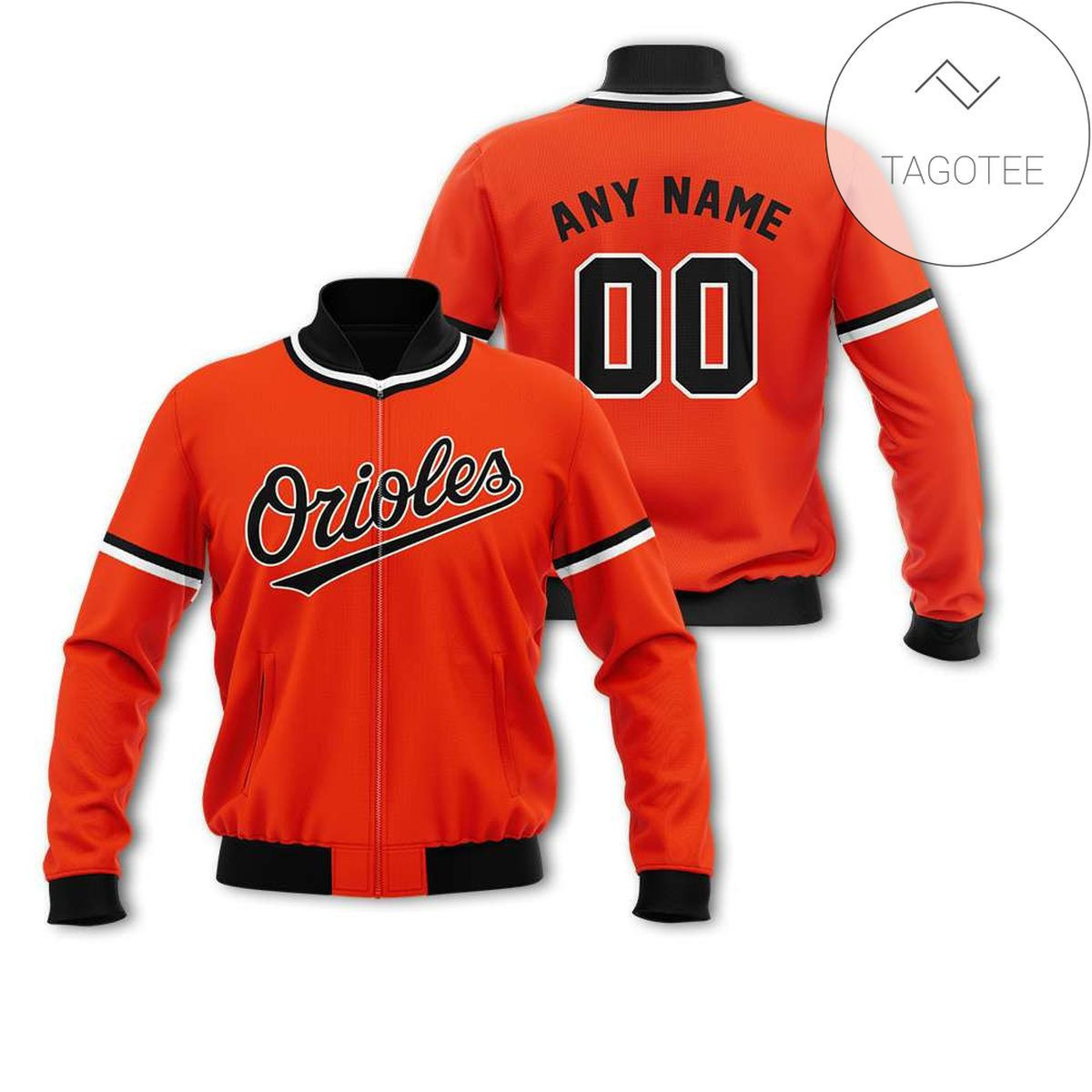 Baltimore Orioles Personalized Name Number Orange Bomber Jacket | MLB Team Jacket for Men & Women | Baseball Fan Gift