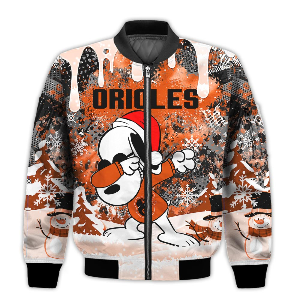 Baltimore Orioles Snoopy Dabbing The Peanuts Bomber Jacket | MLB Team Jacket for Men & Women | Baseball Fan Gift