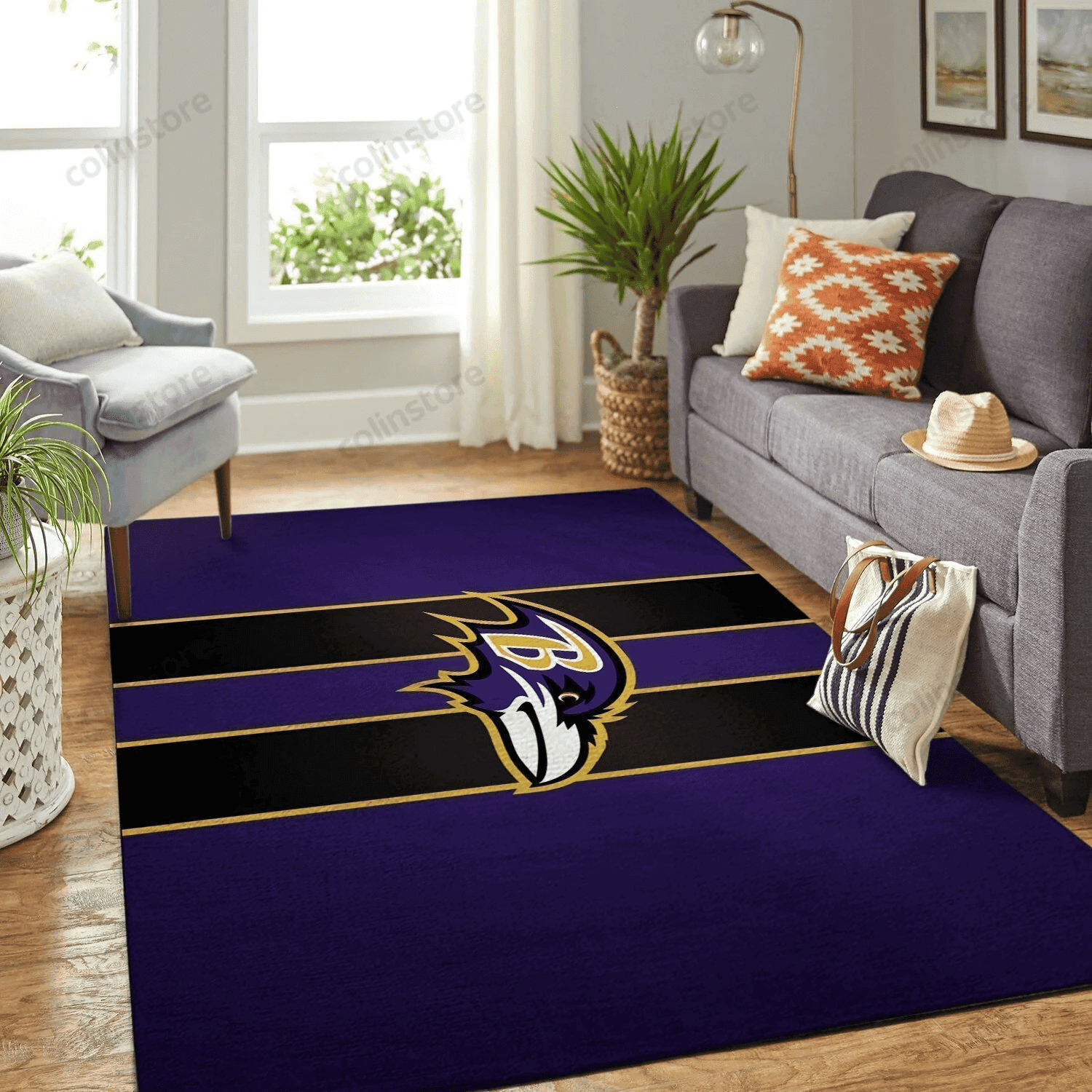 Baltimore Ravens 3D Rectangle Area Rug – Full Print Carpet For Living Room & Bedroom Home Decor