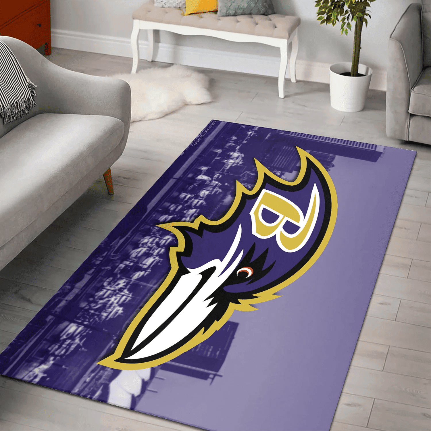 Baltimore Ravens City 3D Full Print Rectangle Area Rug – Full Print Carpet For Living Room & Bedroom Home Decor