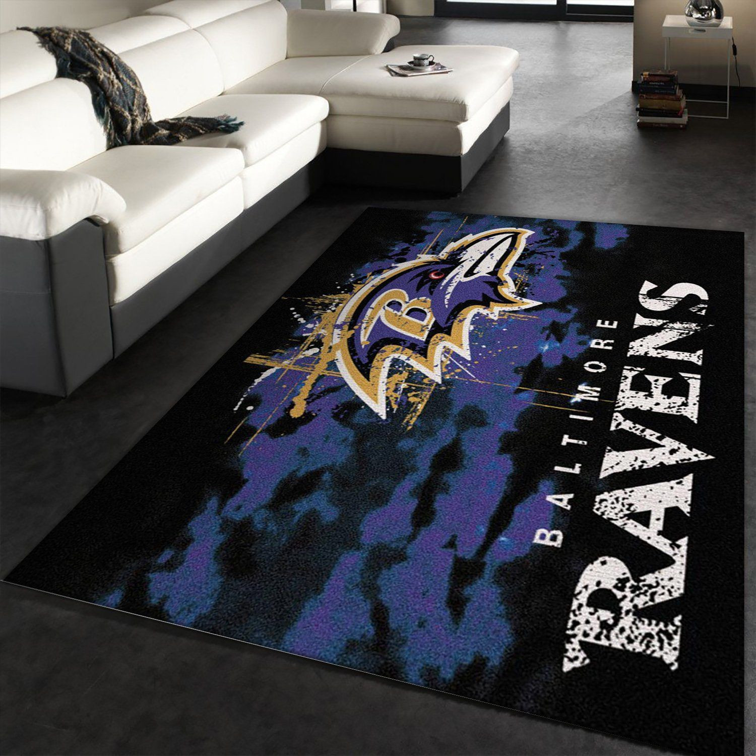 Baltimore Ravens Fade Rug Team Rectangle Area Rug – Full Print Carpet For Living Room & Bedroom Home Decor
