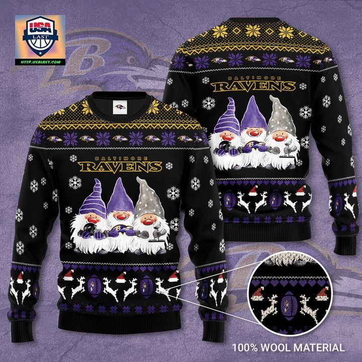 Baltimore Ravens Gnome De Noel Christmas Ugly Sweater