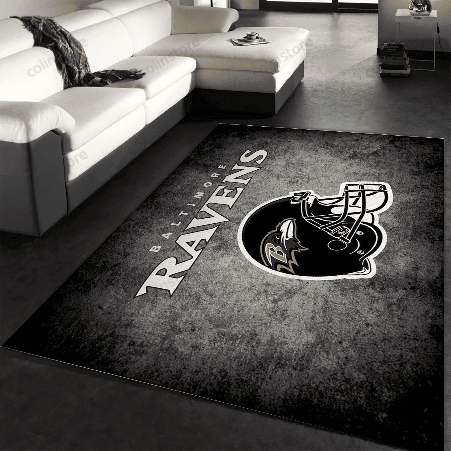 Baltimore Ravens Imperial Distressed Rug Rectangle Area Rug – Full Print Carpet For Living Room & Bedroom Home Decor