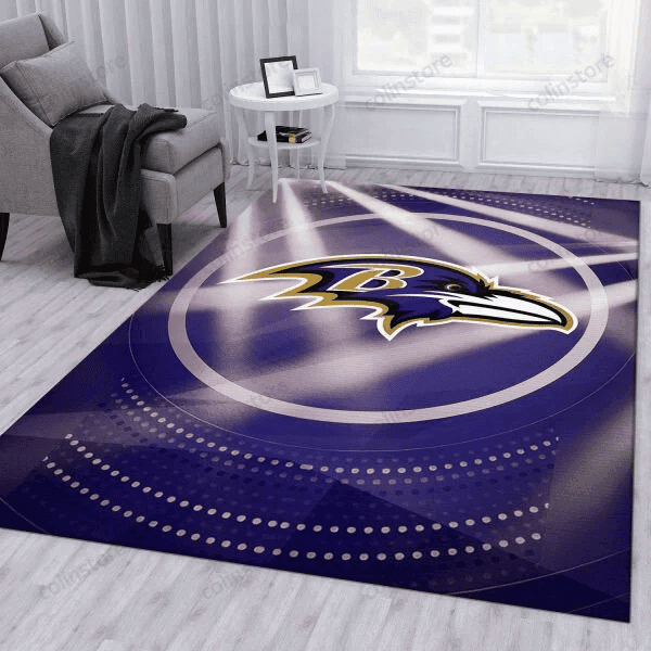 Baltimore Ravens Logo Light 3D Rectangle Area Rug – Full Print Carpet For Living Room & Bedroom Home Decor
