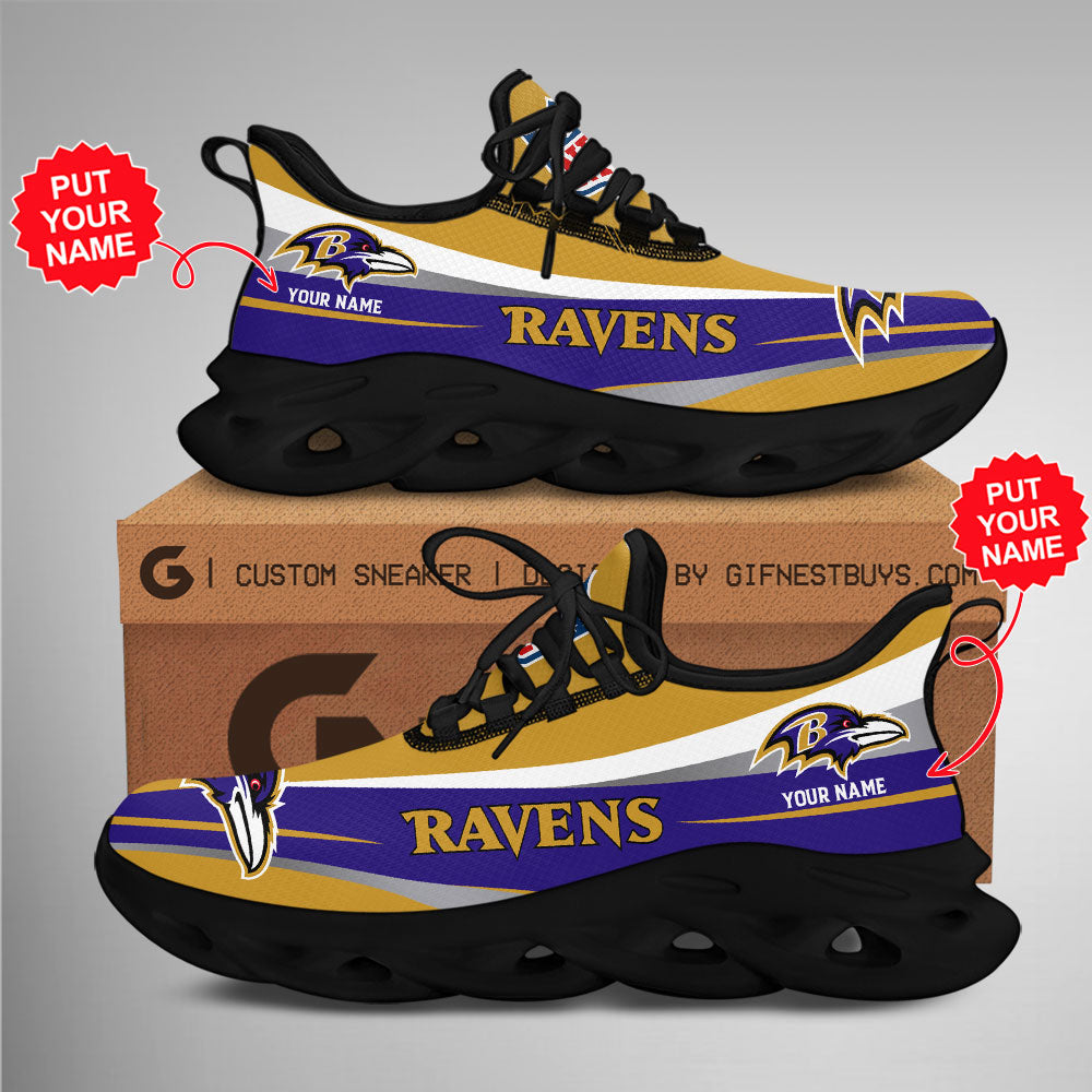 Baltimore Ravens Max Soul Shoes Sneakers for Men And Women – NFL Football Fan Shoes, Team Sneakers