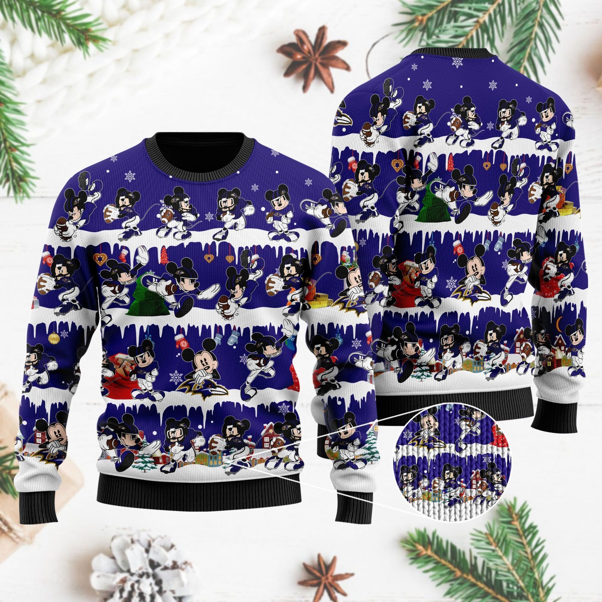 Baltimore Ravens Mickey NFL American Football Ugly Christmas Sweater