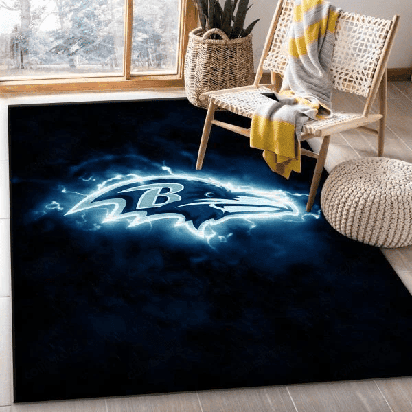 Baltimore Ravens Neon 3D Rectangle Area Rug – Full Print Carpet For Living Room & Bedroom Home Decor