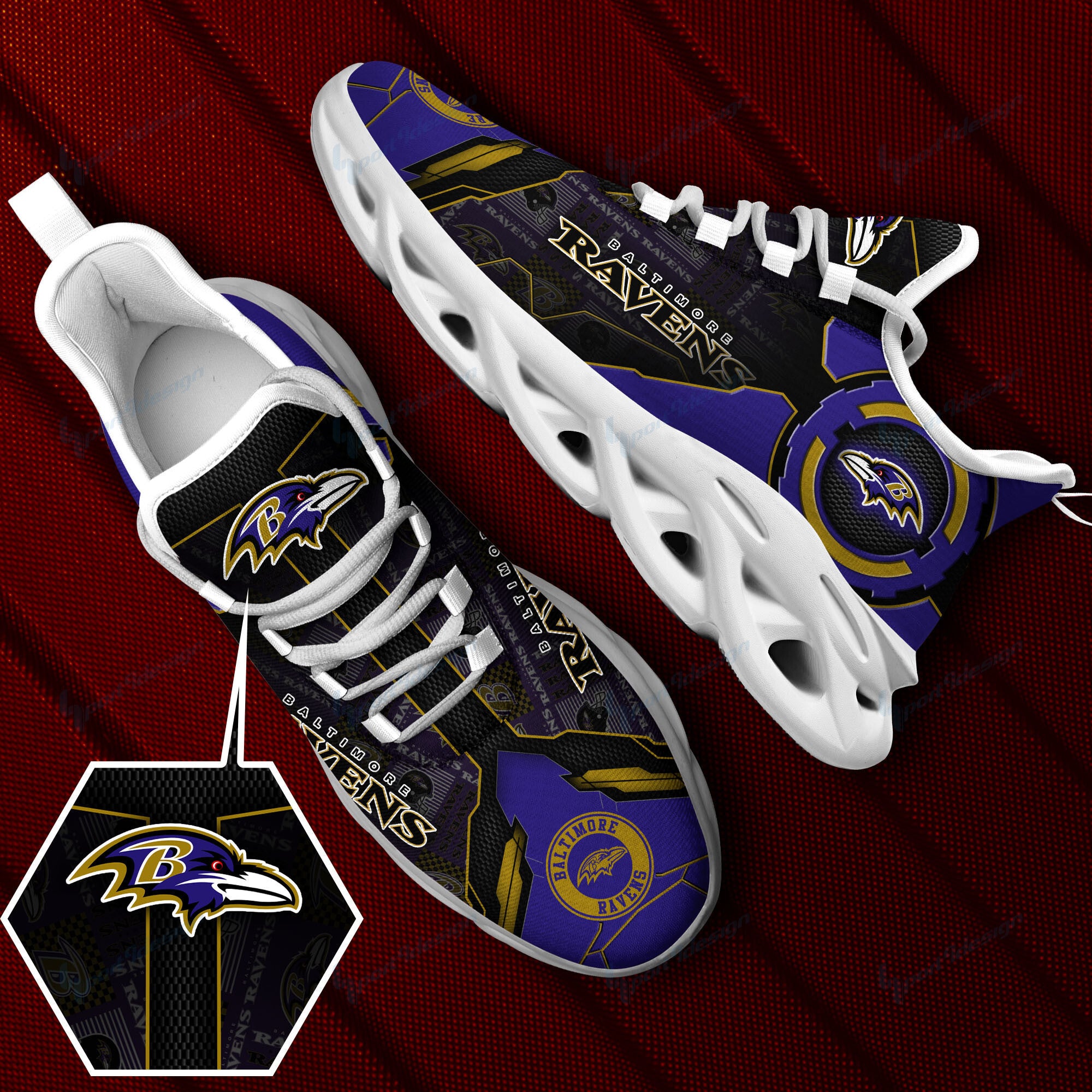 Baltimore Ravens NFL Max Soul Shoes Sneakers for Men And Women – NFL Football Fan Shoes, Team Sneakers
