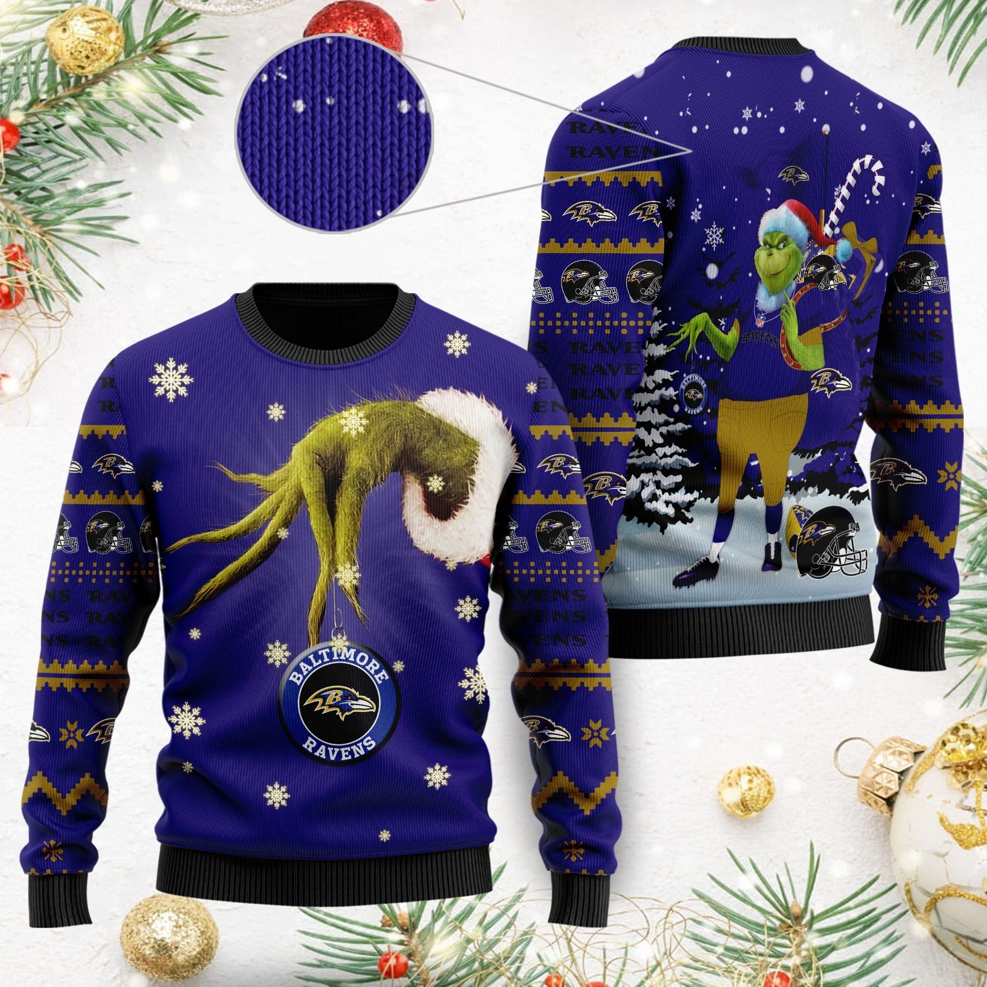 Baltimore Ravens NFL Team Grinch Ugly Christmas Sweater