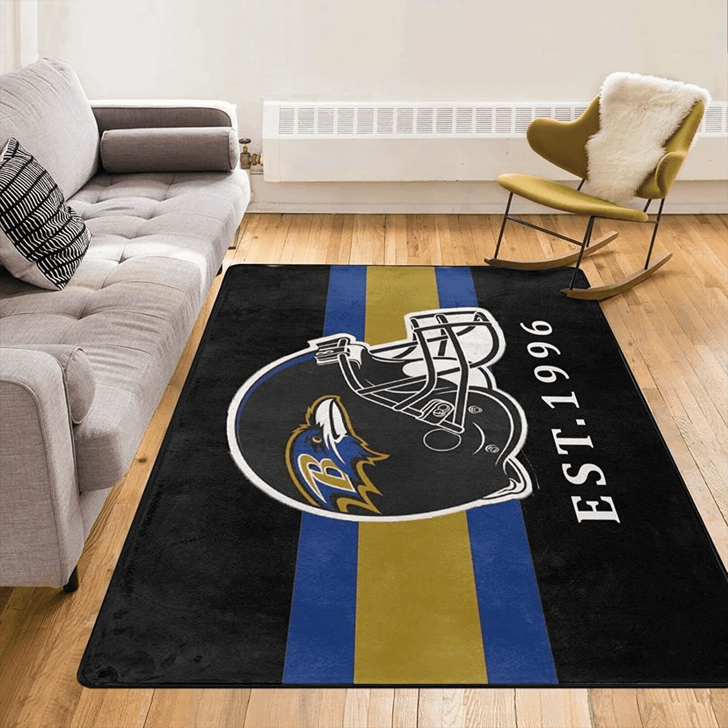 Baltimore Ravens Non-slip Rectangle Area Rug – Full Print Carpet For Living Room & Bedroom Home Decor