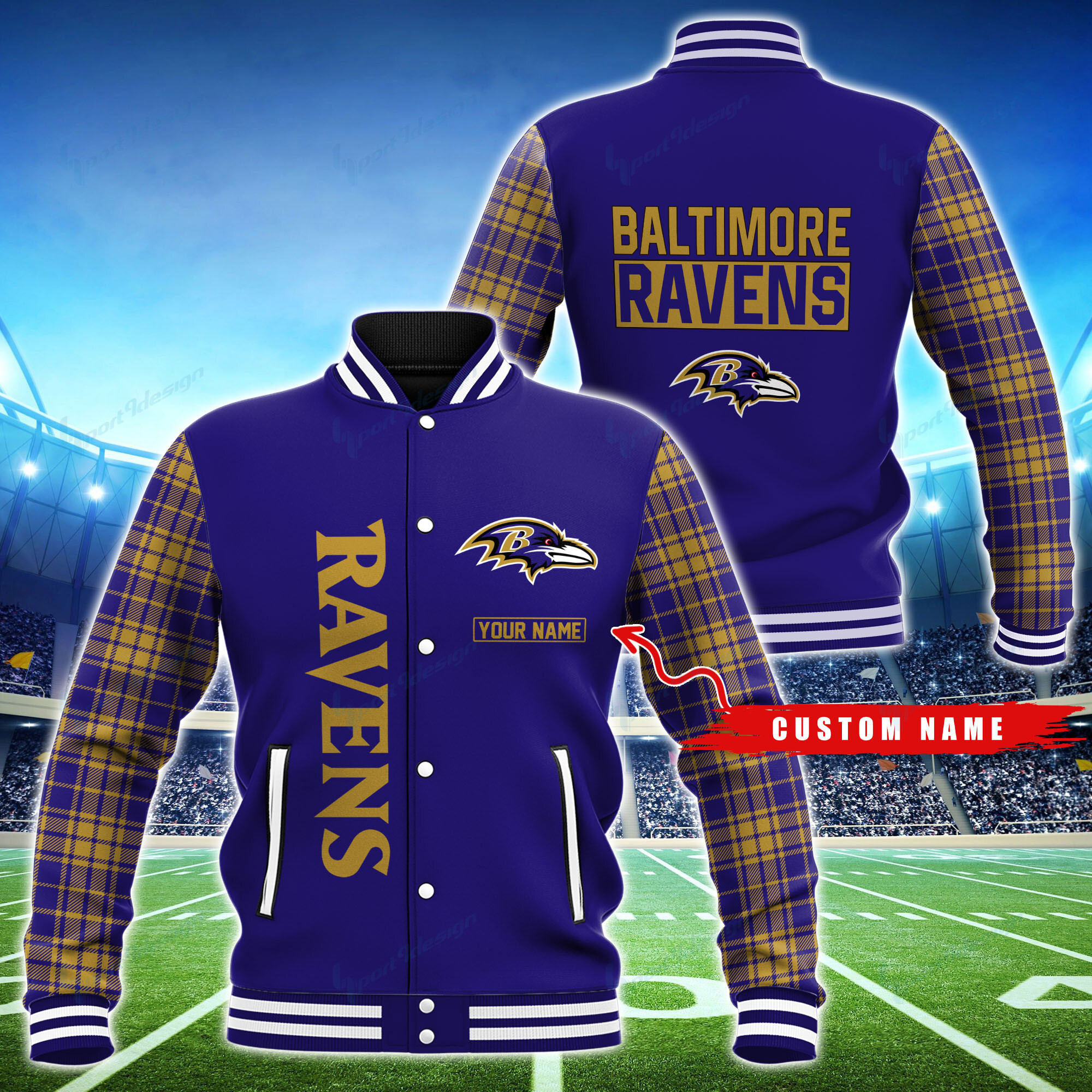 Baltimore Ravens Personalized Baseball Jacket for Men & Women | NFL Team Fan Gift
