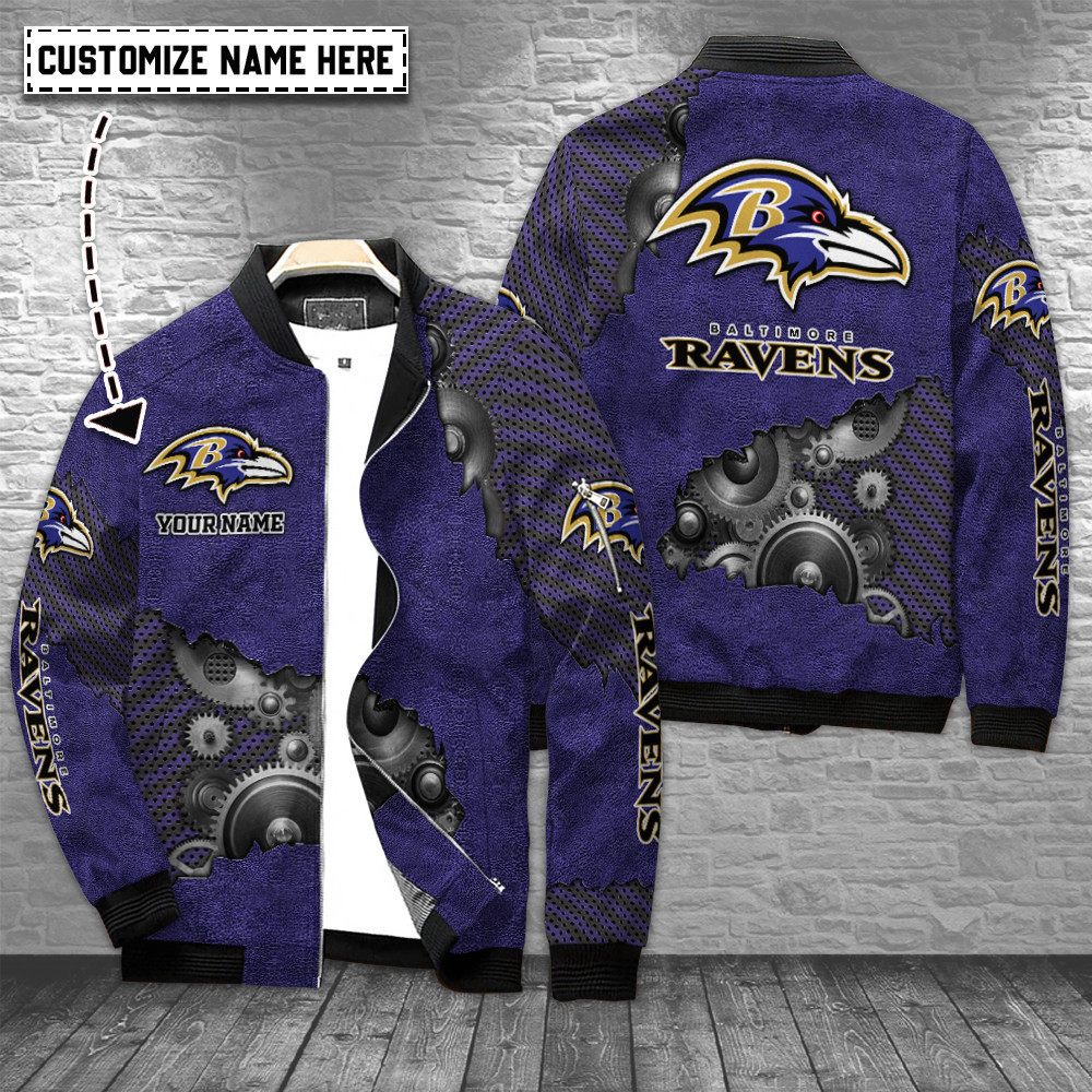 Baltimore Ravens Personalized Bomber Jacket | NFL Team Jacket for Men & Women | Football Fan Gift