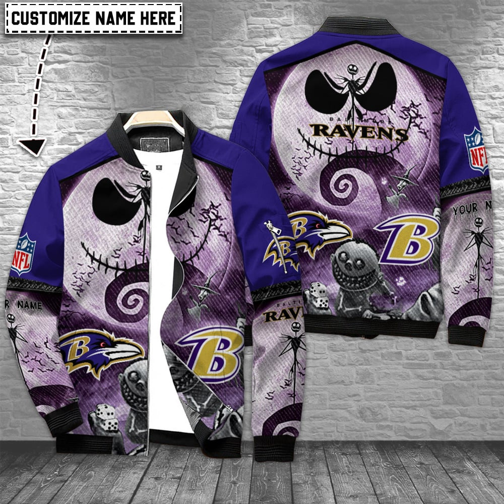 Baltimore Ravens Personalized Bomber Jacket | NFL Team Jacket for Men & Women | Football Fan Gift