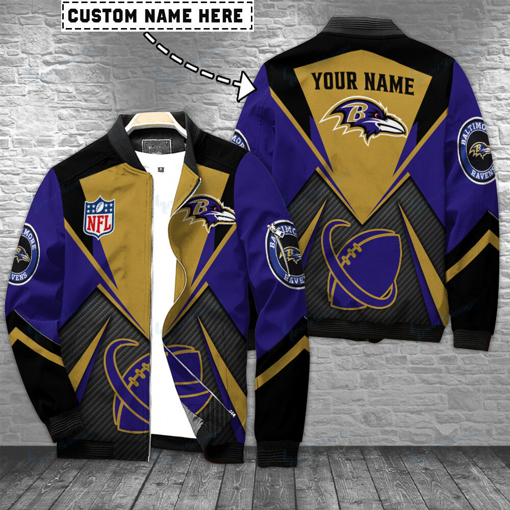 Baltimore Ravens Personalized Bomber Jacket | NFL Team Jacket for Men & Women | Football Fan Gift