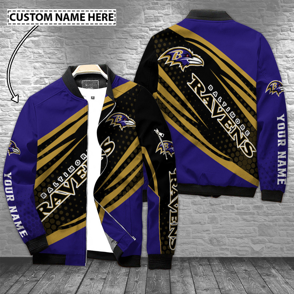 Baltimore Ravens Personalized Bomber Jacket | NFL Team Jacket for Men & Women | Football Fan Gift