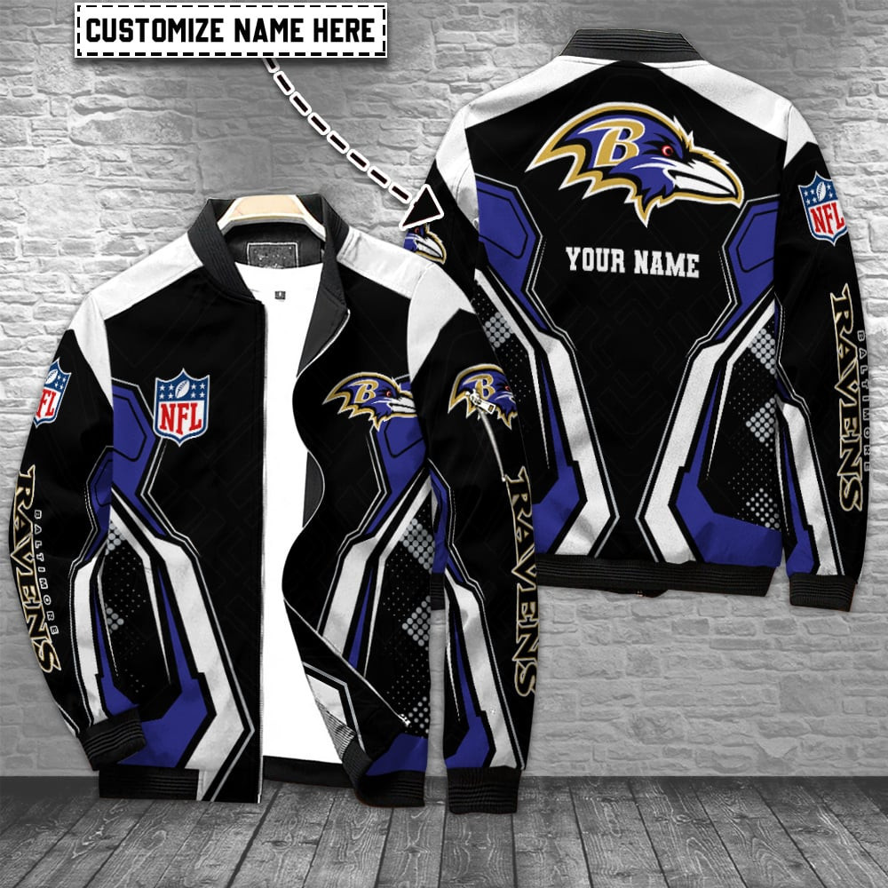 Baltimore Ravens Personalized Bomber Jacket | NFL Team Jacket for Men & Women | Football Fan Gift