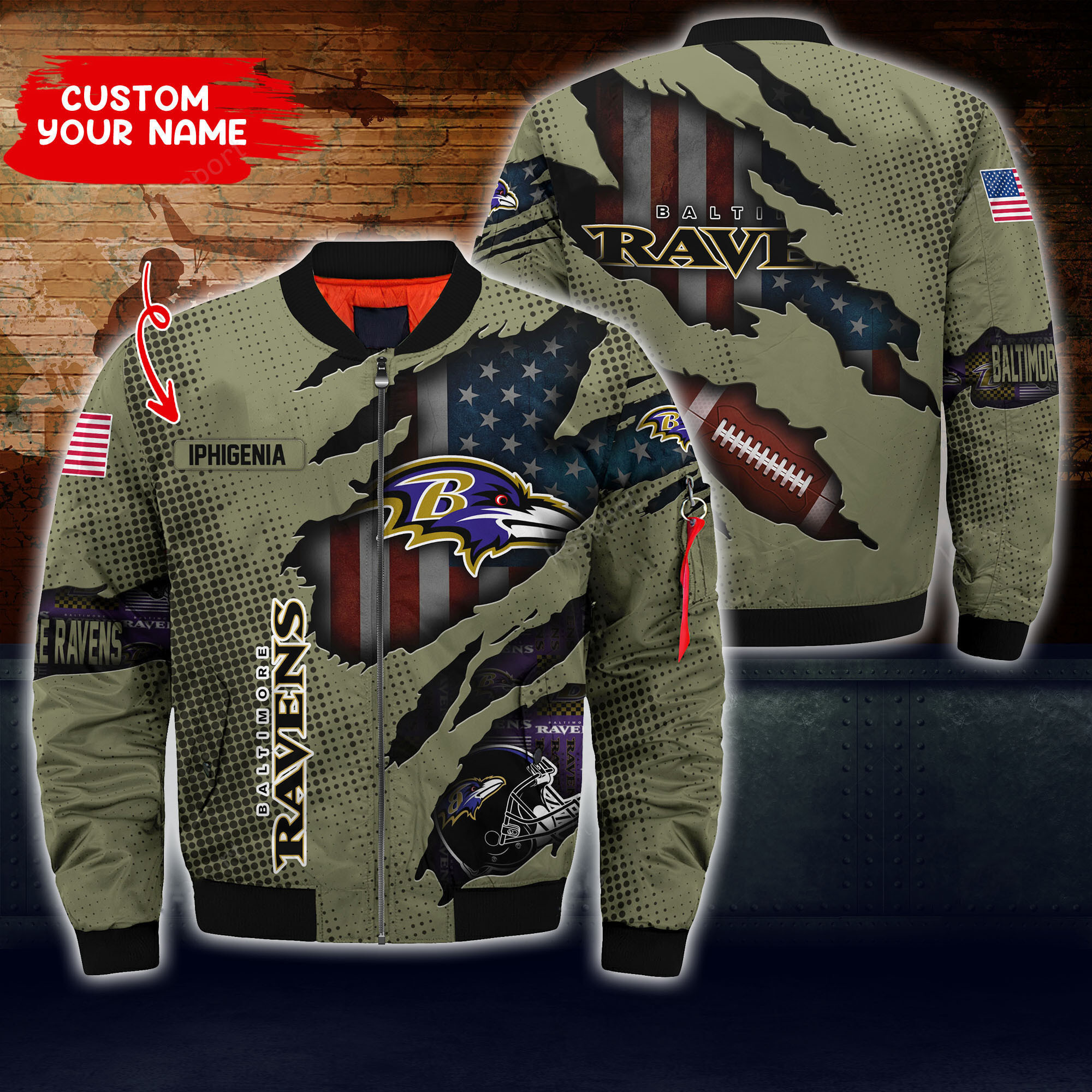 Baltimore Ravens Personalized Thick Bomber Jacket | NFL Team Jacket for Men & Women | Football Fan Gift