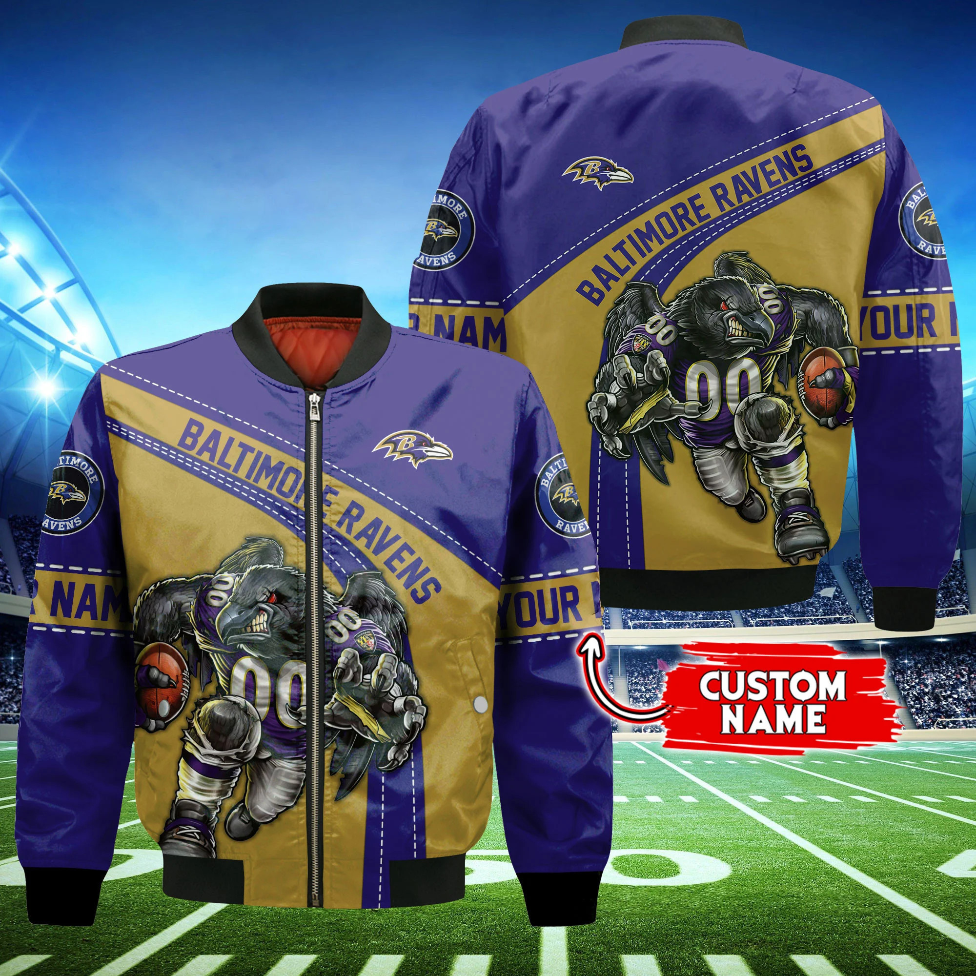 Baltimore Ravens Personalized Thick Bomber Jacket | NFL Team Jacket for Men & Women | Football Fan Gift
