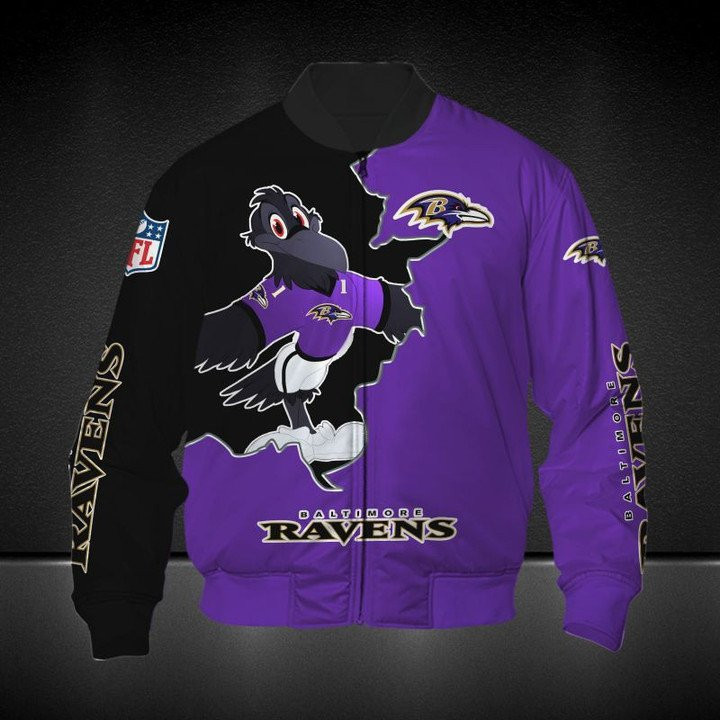 Baltimore Ravens Purple Black Bomber Jacket | NFL Team Jacket for Men & Women | Football Fan Gift