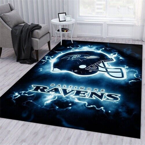 Baltimore Ravens Rectangle Area Rug – Full Print Carpet For Living Room & Bedroom Home Decor