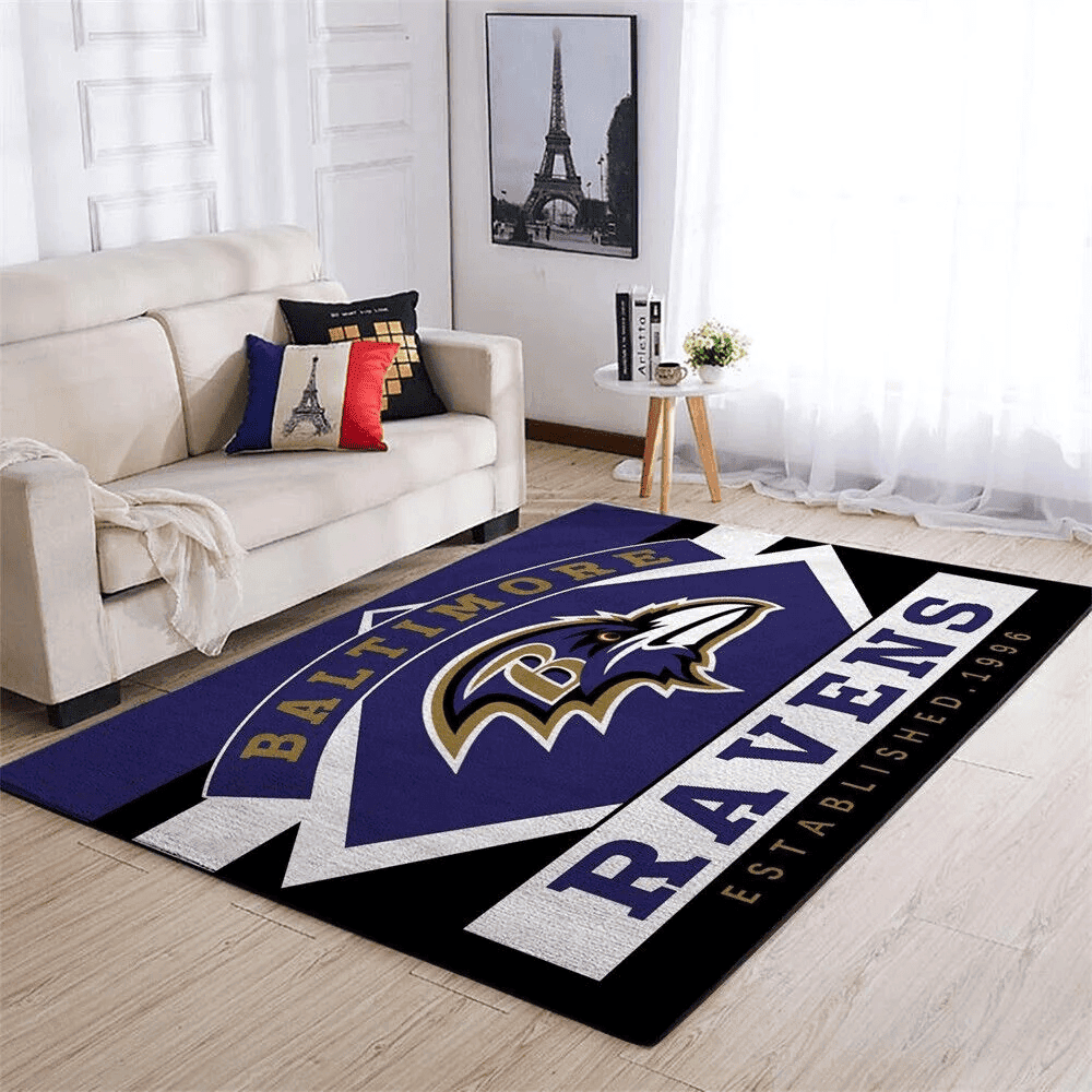 Baltimore Ravens Rectangle Area Rug – Full Print Carpet For Living Room & Bedroom Home Decor