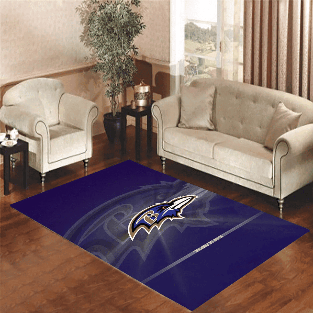 Baltimore Ravens Rectangle Area Rug – Full Print Carpet For Living Room & Bedroom Home Decor