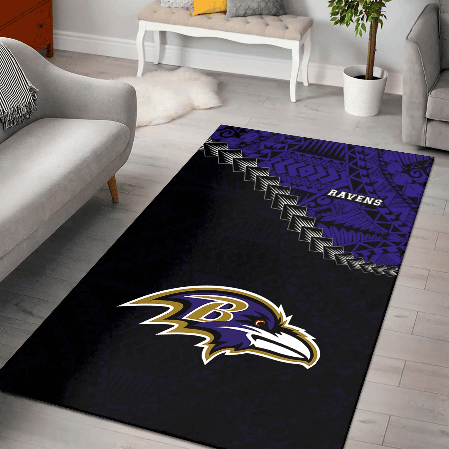 Baltimore Ravens Rectangle Area Rug – Full Print Carpet For Living Room & Bedroom Home Decor