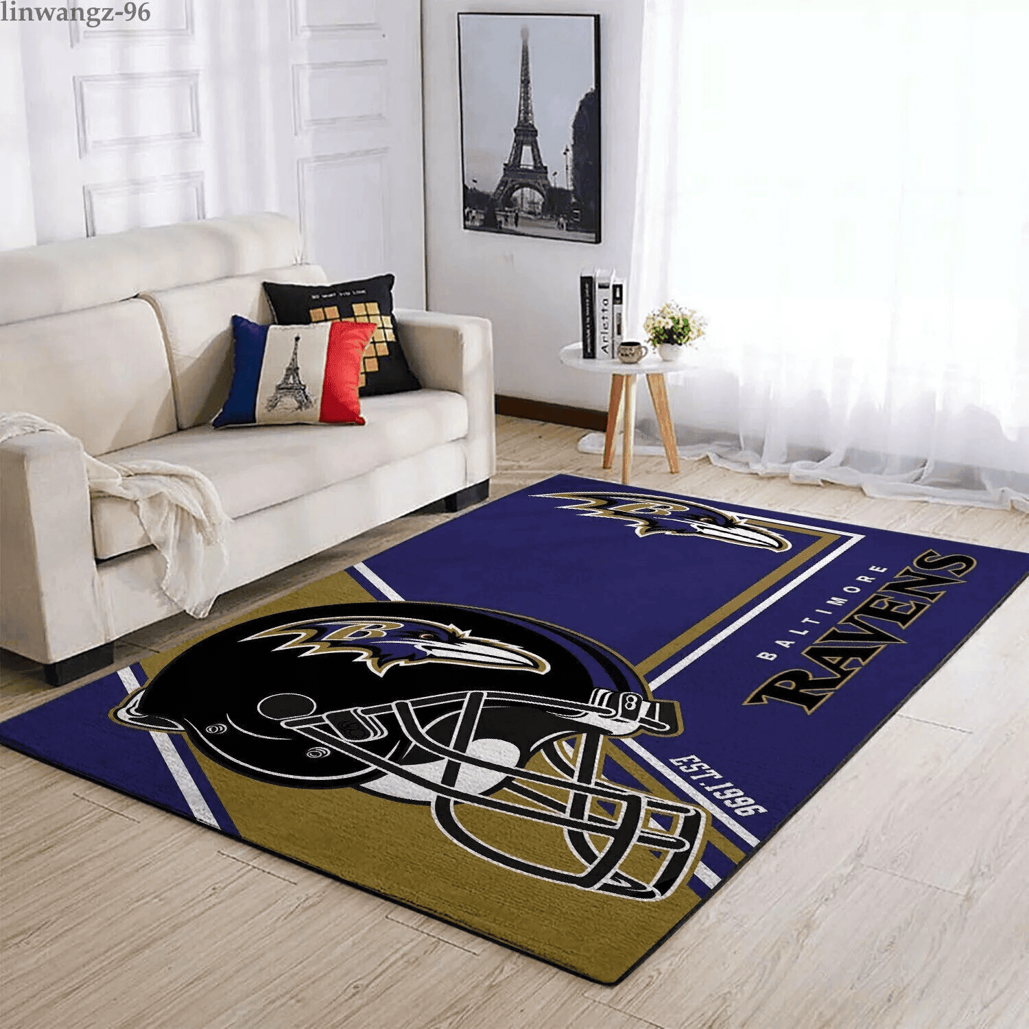 Baltimore Ravens Rectangle Area Rug – Full Print Carpet For Living Room & Bedroom Home Decor