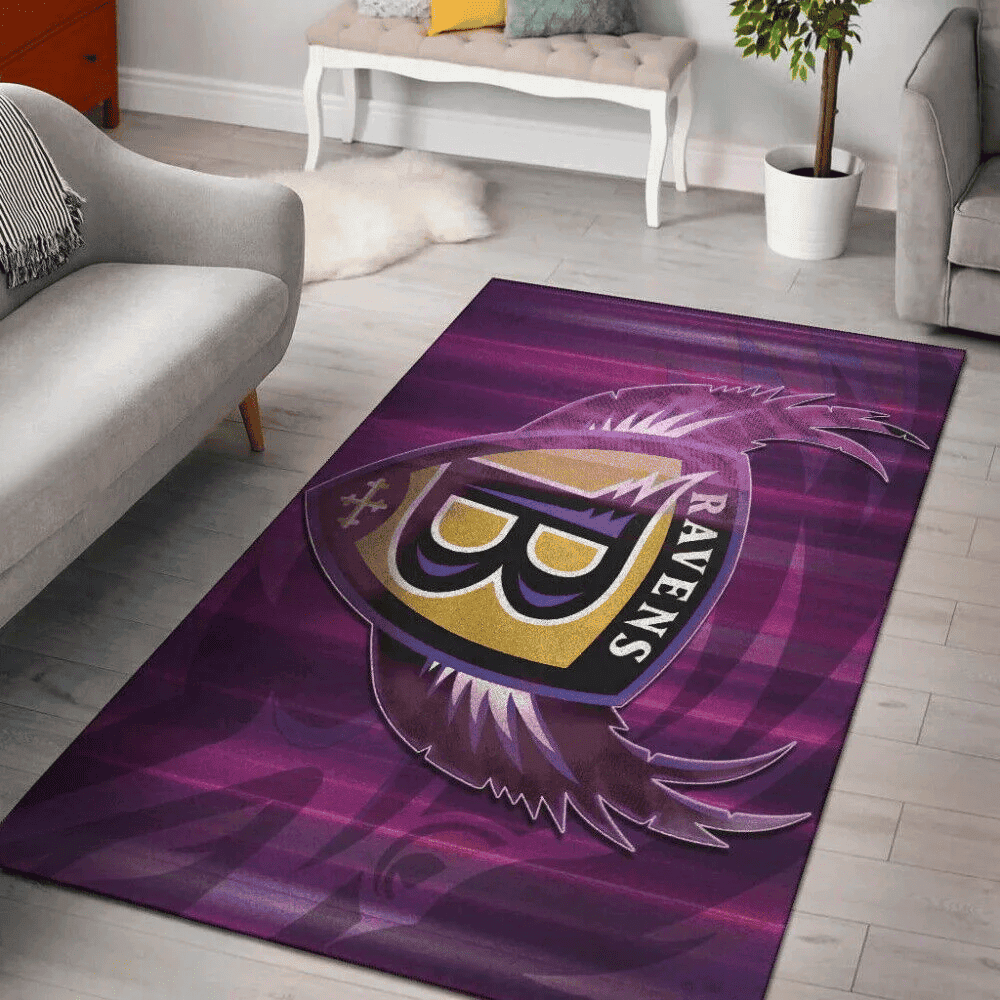 Baltimore Ravens Rectangle Area Rug – Full Print Carpet For Living Room & Bedroom Home Decor
