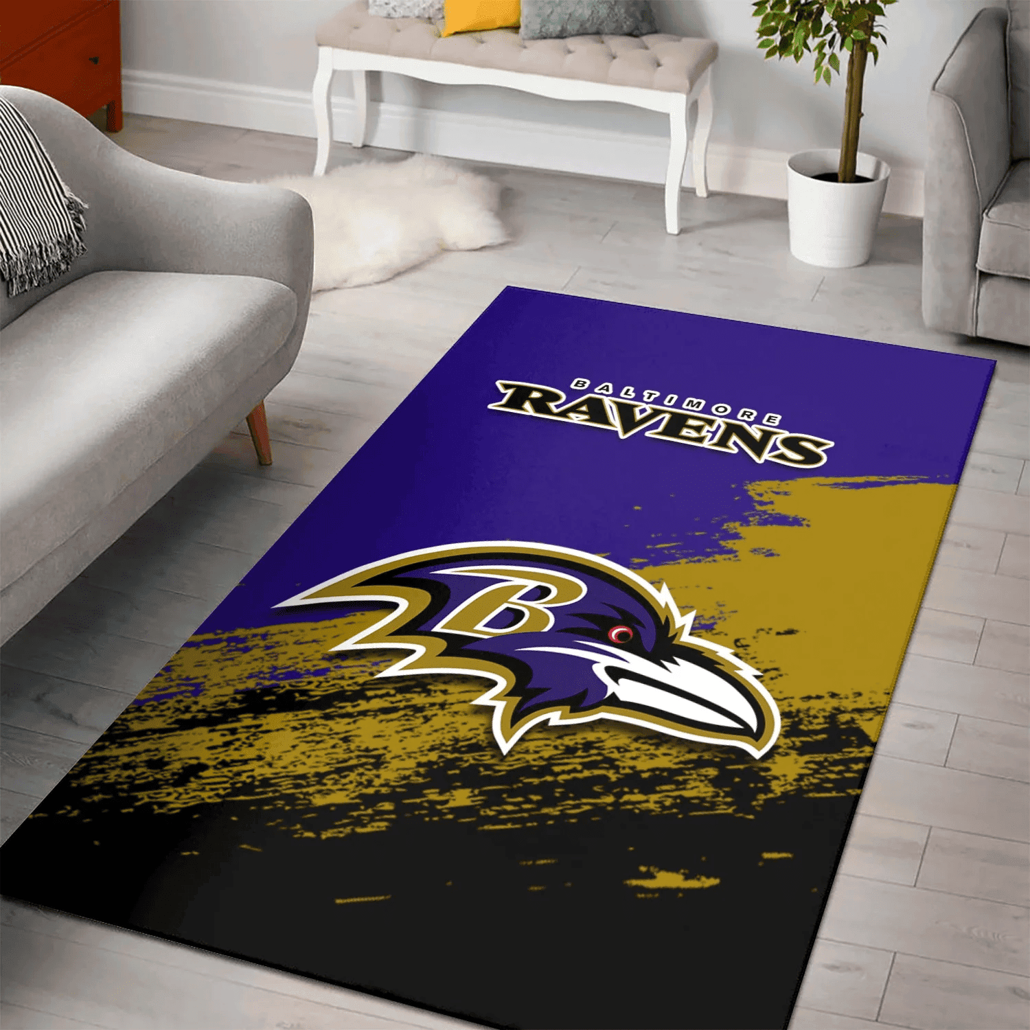 Baltimore Ravens Rectangle Area Rug – Full Print Carpet For Living Room & Bedroom Home Decor
