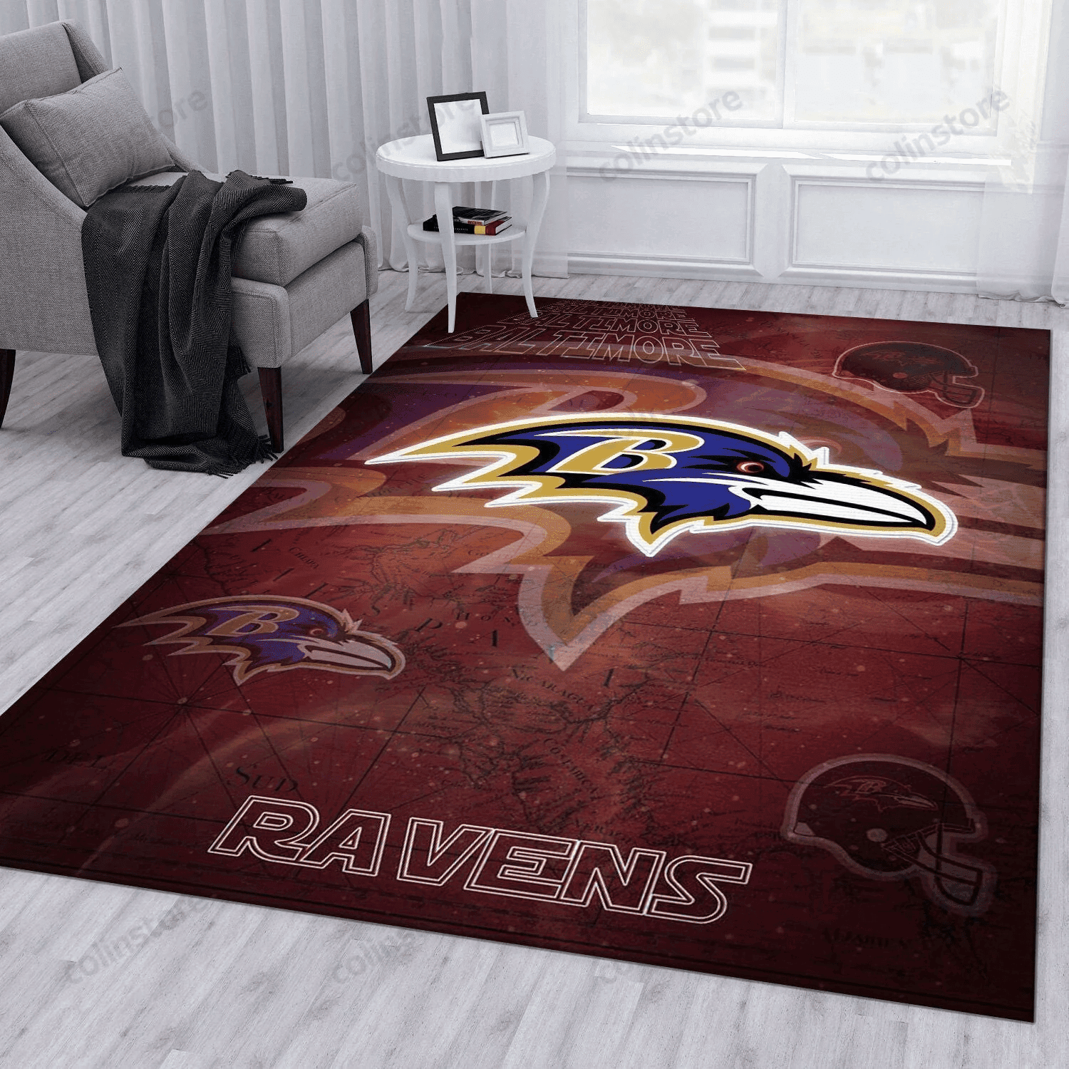 Baltimore Ravens Rectangle Area Rug – Full Print Carpet For Living Room & Bedroom Home Decor