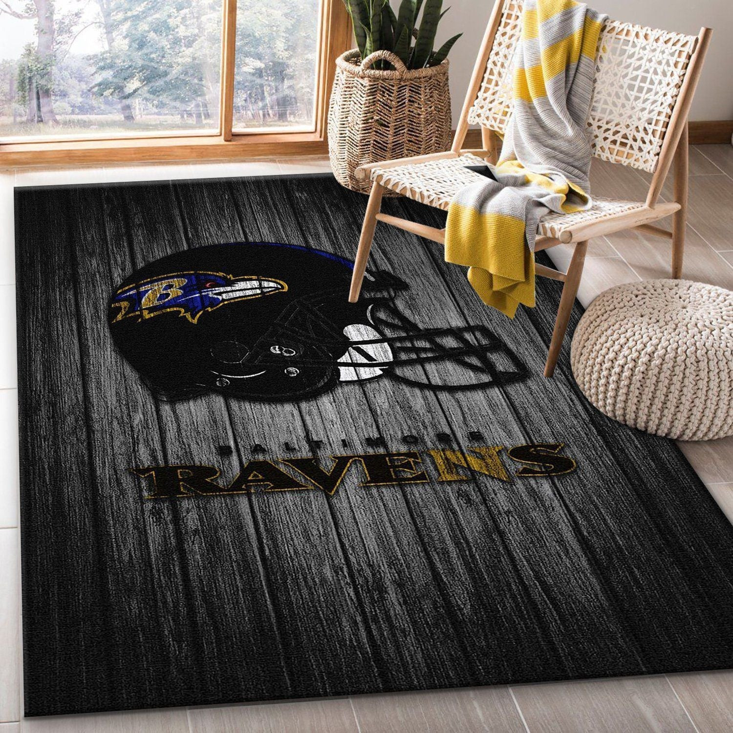 Baltimore Ravens Rectangle Area Rug – Full Print Carpet For Living Room & Bedroom Home Decor
