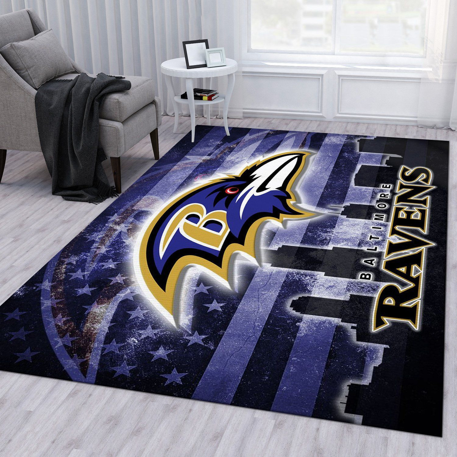 Baltimore Ravens Rectangle Area Rug – Full Print Carpet For Living Room & Bedroom Home Decor