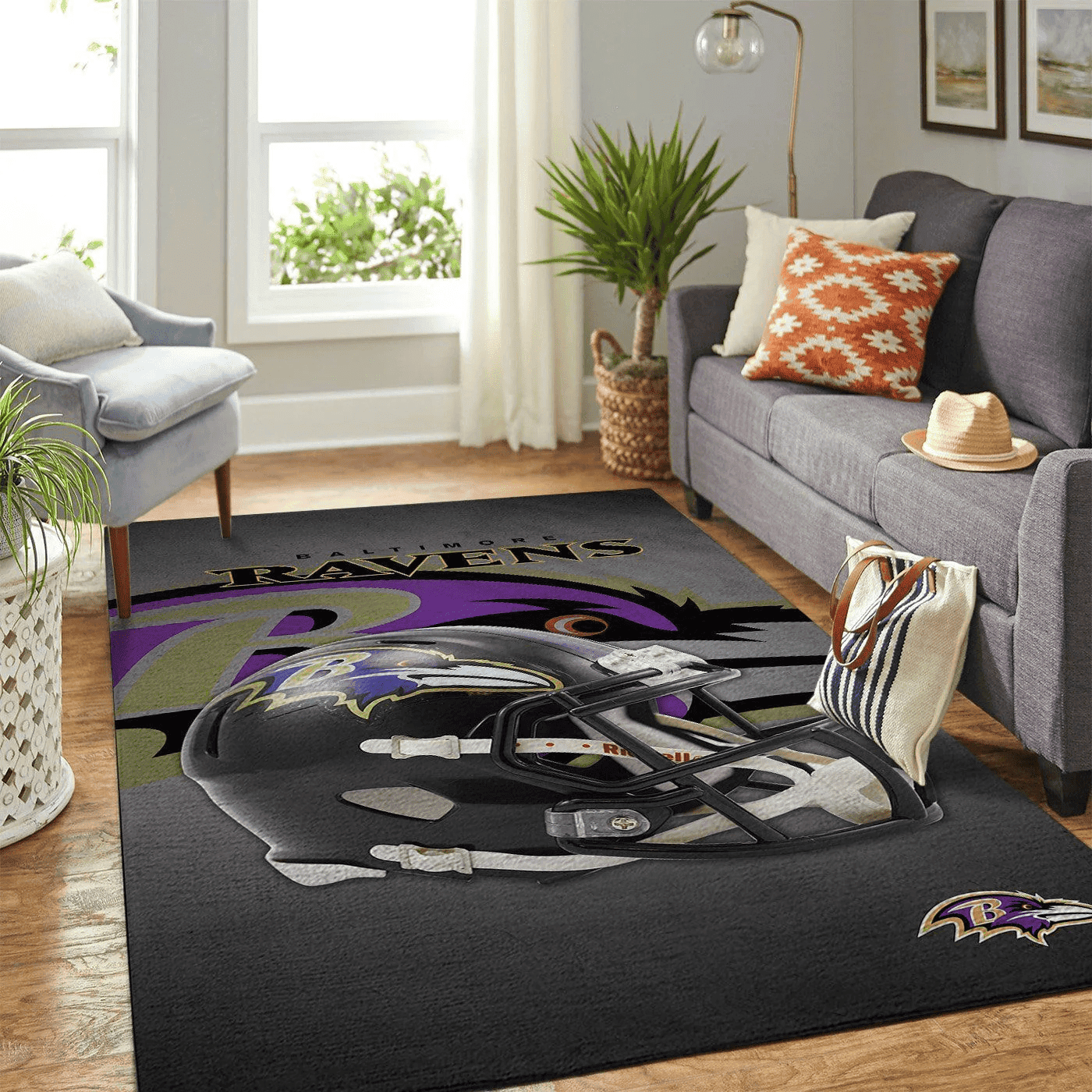 Baltimore Ravens Rectangle Area Rug – Full Print Carpet For Living Room & Bedroom Home Decor