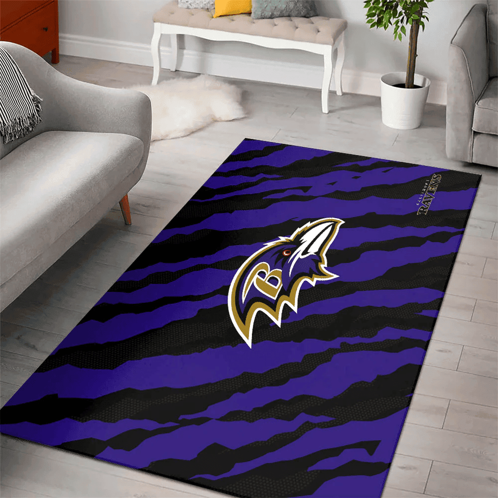 Baltimore Ravens Rectangle Area Rug – Full Print Carpet For Living Room & Bedroom Home Decor