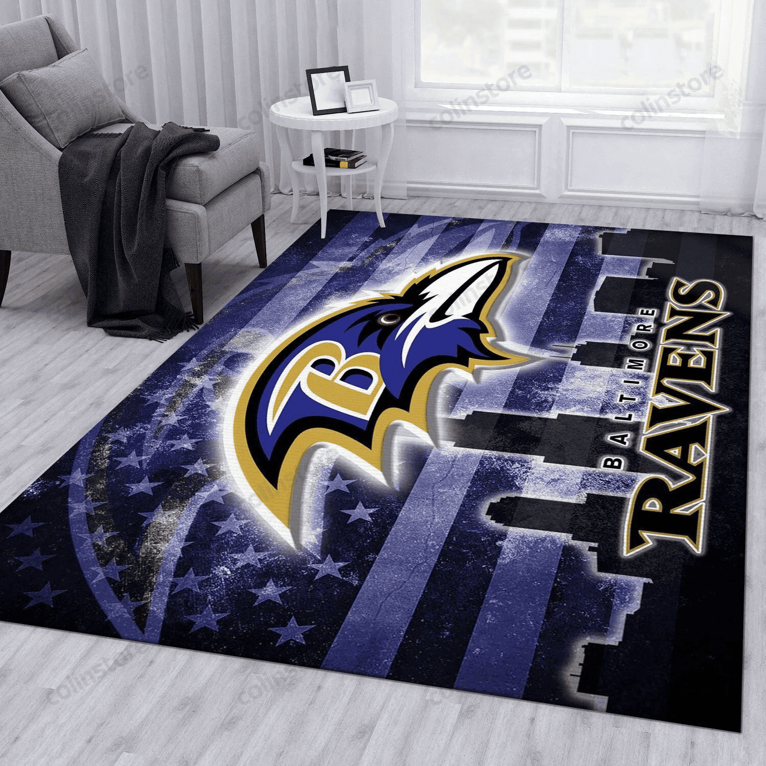 Baltimore Ravens Rectangle Area Rug – Full Print Carpet For Living Room & Bedroom Home Decor