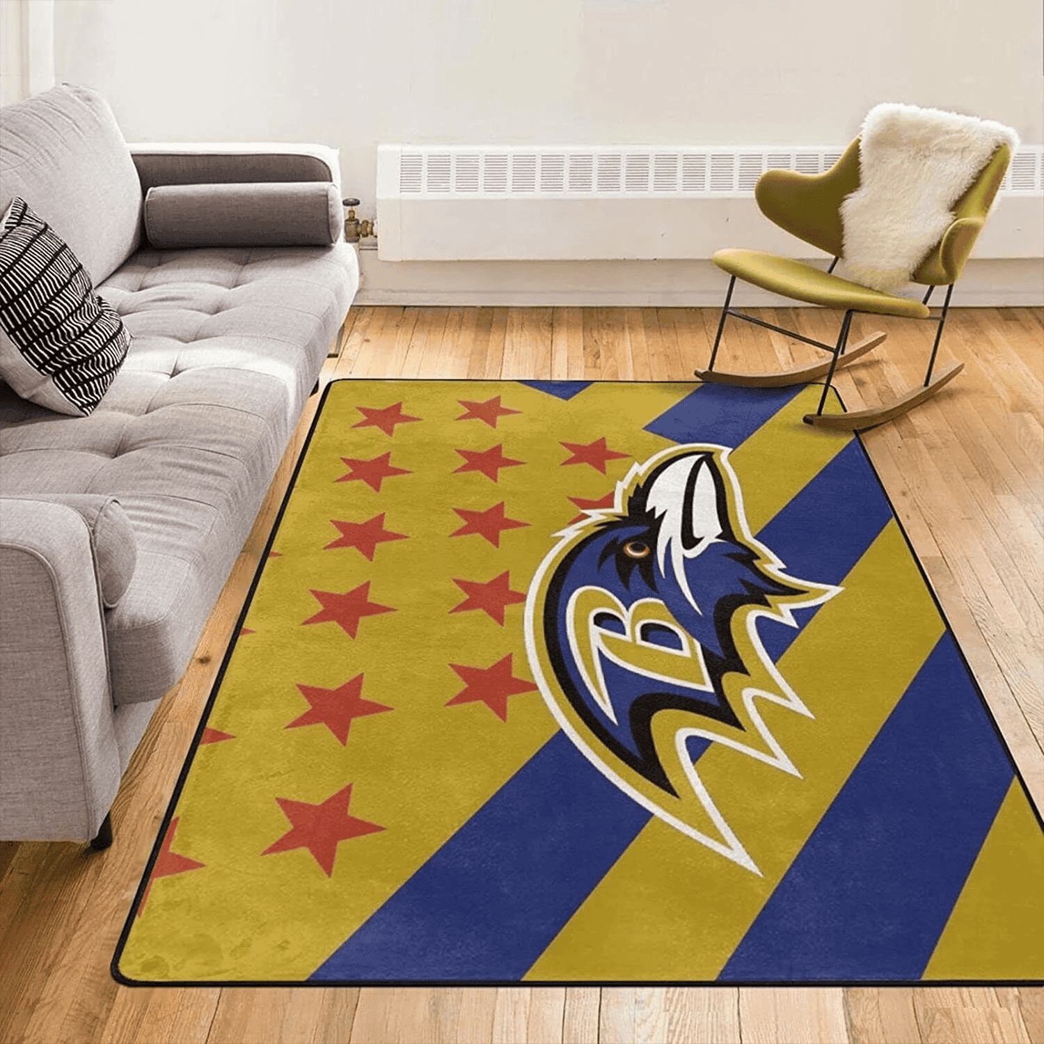 Baltimore Ravens Rectangle Area Rug – Full Print Carpet For Living Room & Bedroom Home Decor