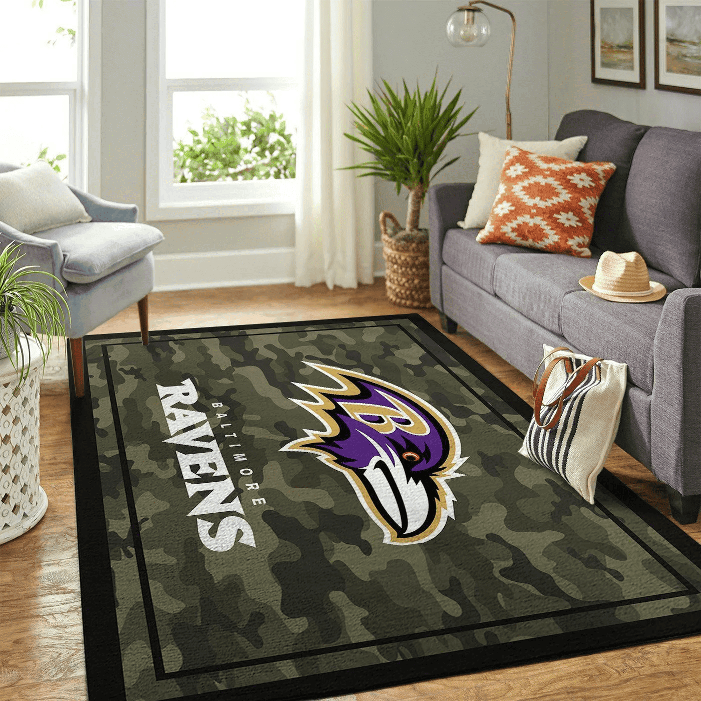 Baltimore Ravens Rectangle Area Rug – Full Print Carpet For Living Room & Bedroom Home Decor