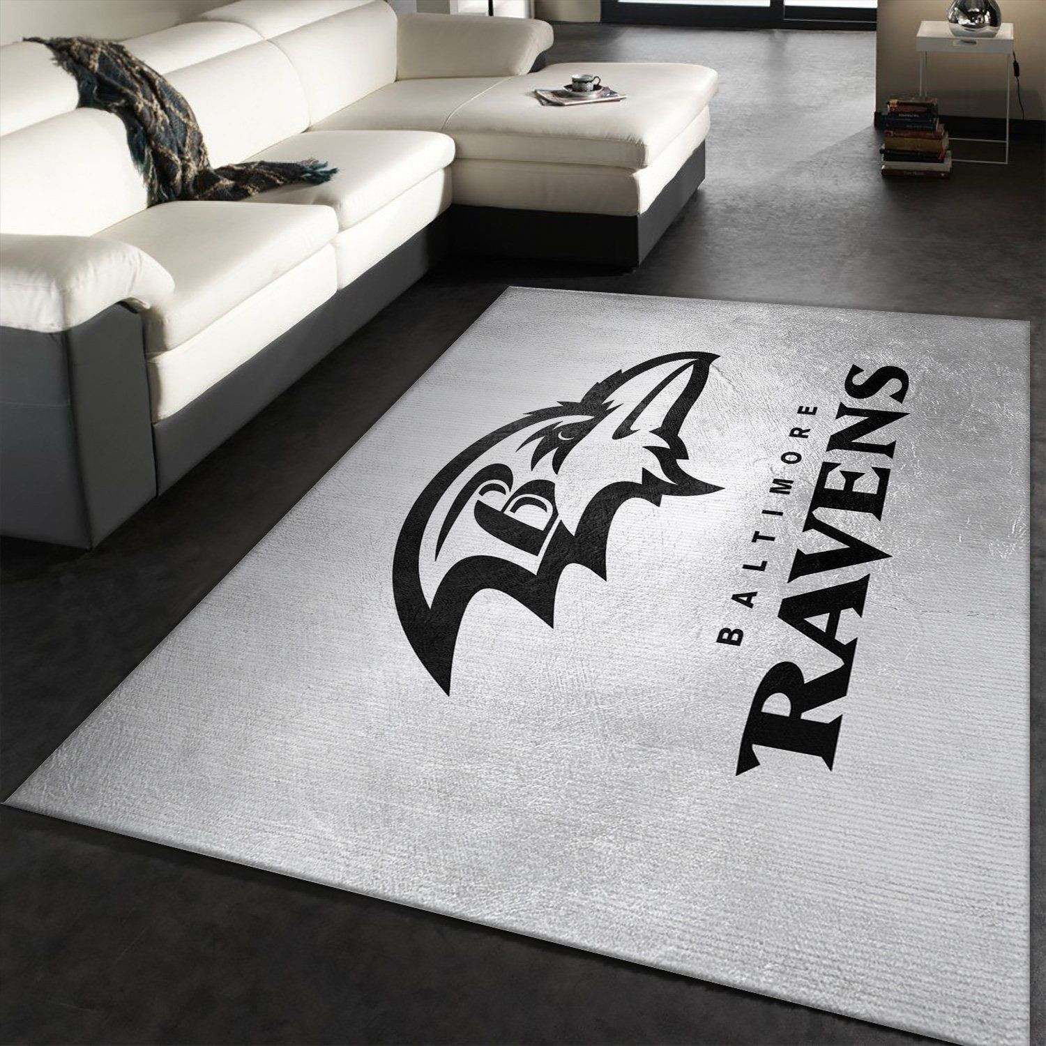 Baltimore Ravens Silver Rectangle Area Rug – Full Print Carpet For Living Room & Bedroom Home Decor