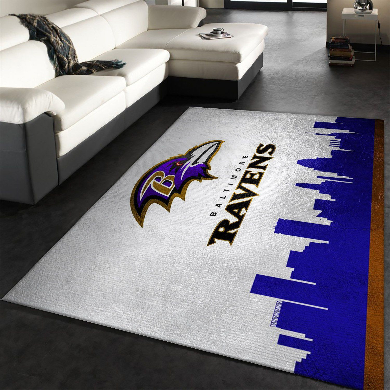 Baltimore Ravens Skyline 2 Rectangle Area Rug – Full Print Carpet For Living Room & Bedroom Home Decor
