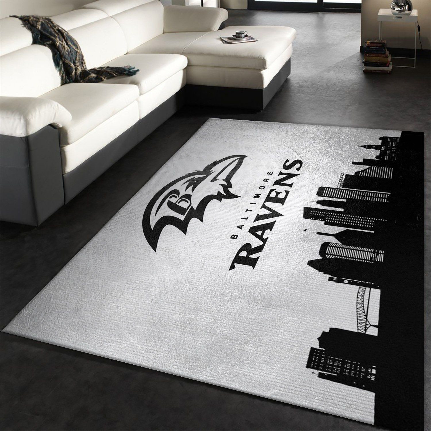 Baltimore Ravens Skyline Rectangle Area Rug – Full Print Carpet For Living Room & Bedroom Home Decor