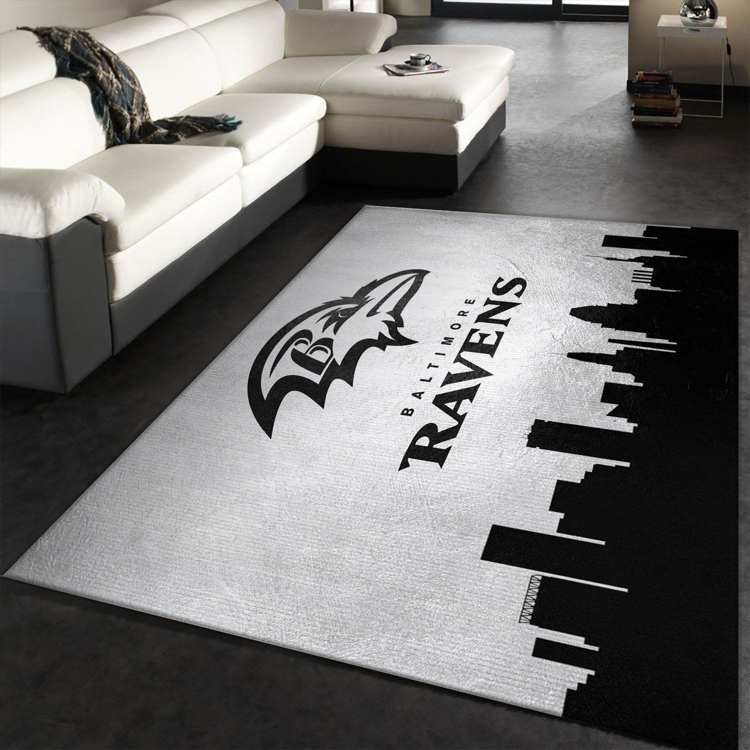 Baltimore Ravens Skyline Rectangle Area Rug – Full Print Carpet For Living Room & Bedroom Home Decor