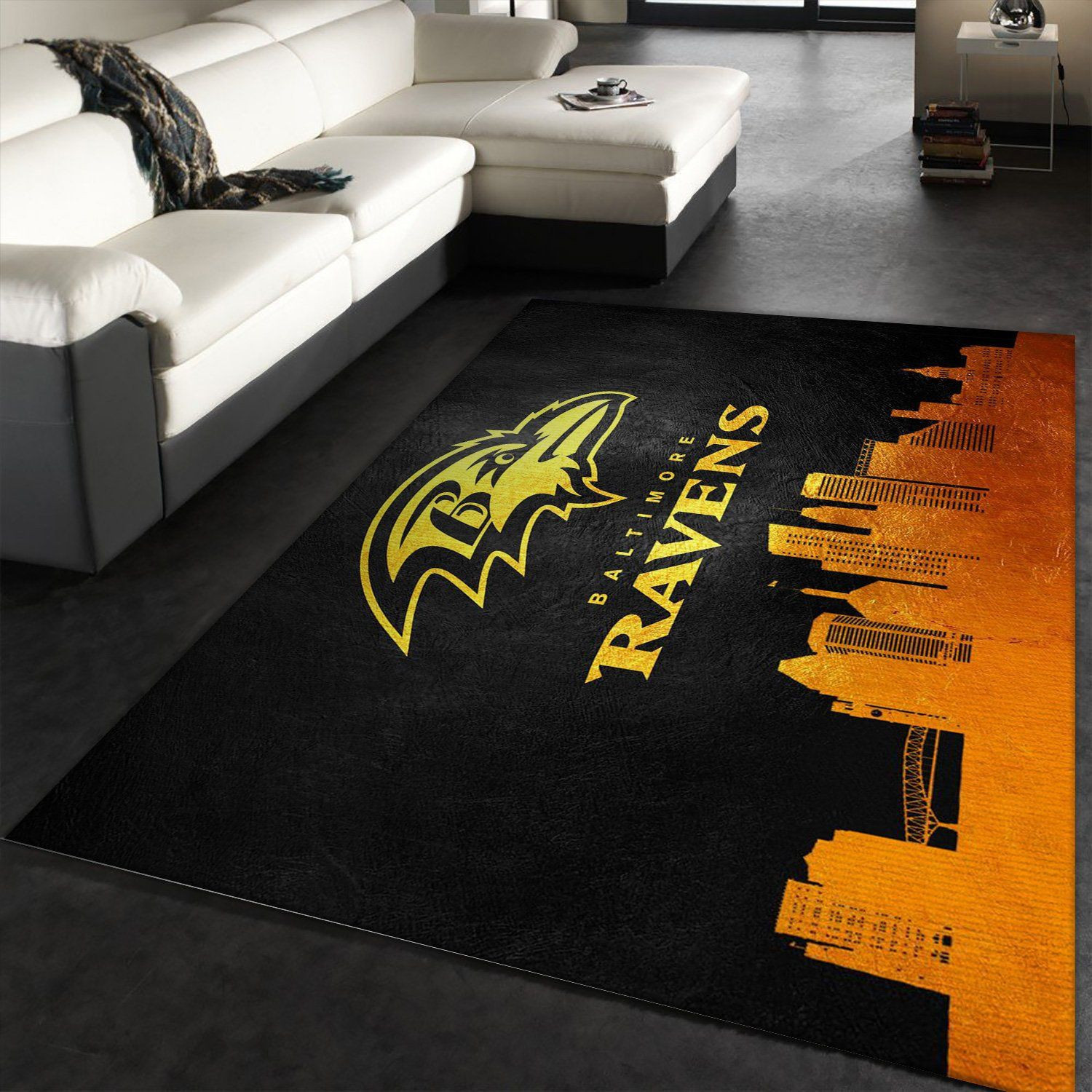 Baltimore Ravens Skyline Rectangle Area Rug – Full Print Carpet For Living Room & Bedroom Home Decor